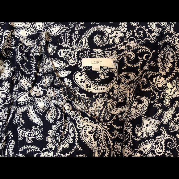 LOFT Navy & Cream Dress - Picture 3 of 3